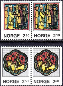 Норвегия, 1986, Рождество, Витражи, 4 марки